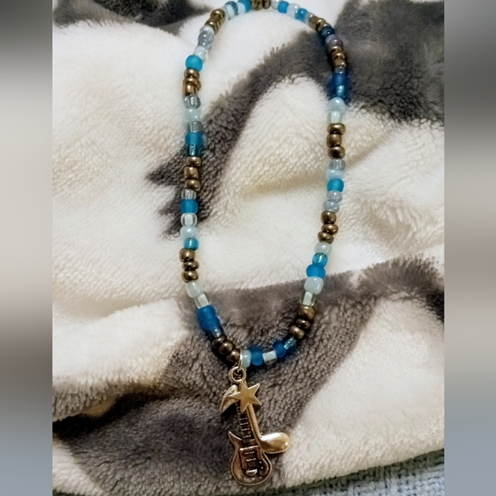 Handmade beaded music anklet